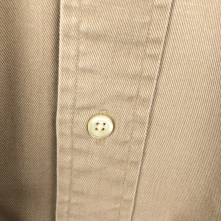 Ralph Lauren BLAIRE long sleeve button down shirt, men's size L cotton beige type brown Vintage Second Hand