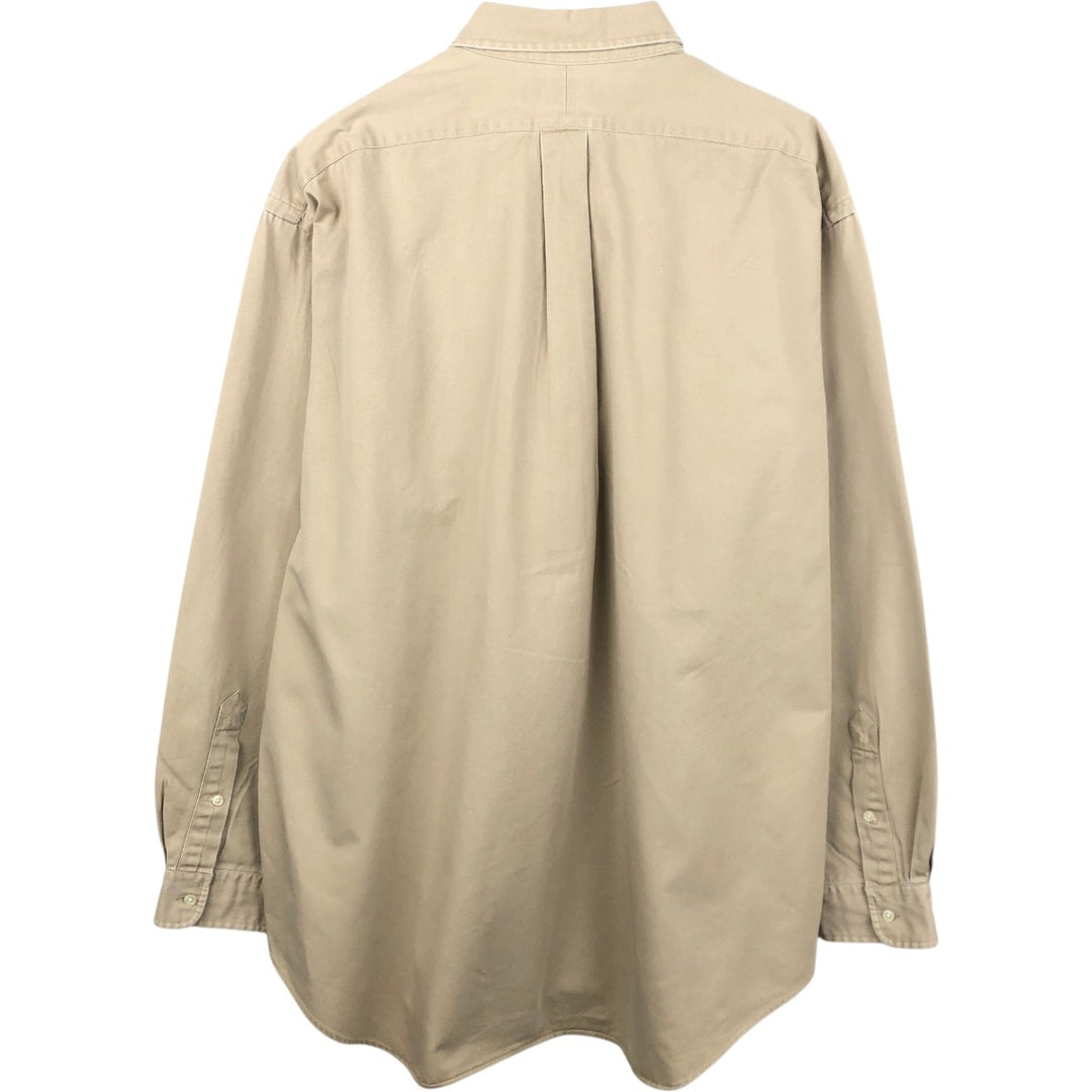 Ralph Lauren BLAKE long sleeve button down shirt, men's XL size cotton beige type brown Vintage Second Hand