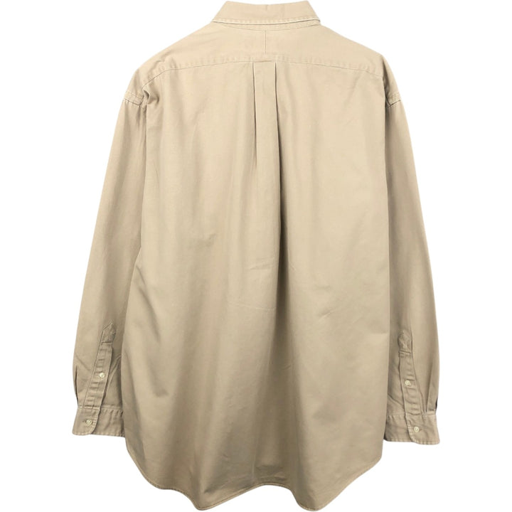 Ralph Lauren BLAKE long sleeve button down shirt, men's XL size cotton beige type brown Vintage Second Hand