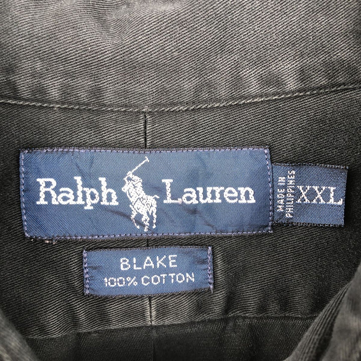 Ralph Lauren BLAKE long sleeve button down shirt, men's size XXL cotton black type Vintage Second Hand