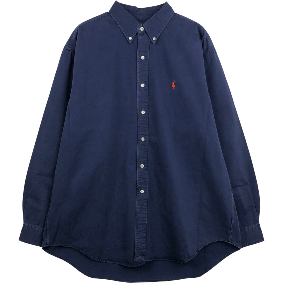 Ralph Lauren BLAKE long sleeve button down shirt, men's XL size cotton Navy blue Vintage Second Hand