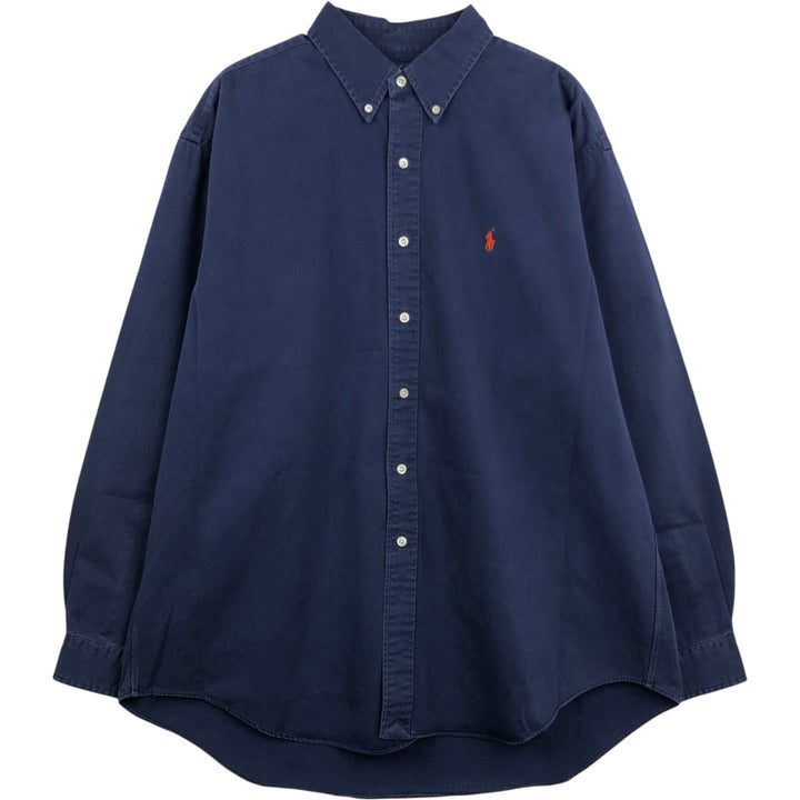 Ralph Lauren BLAKE long sleeve button down shirt, men's XL size cotton Navy blue Vintage Second Hand