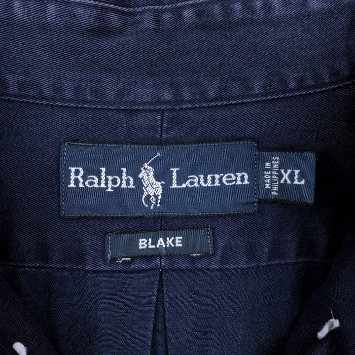 Ralph Lauren BLAKE long sleeve button down shirt, men's XL size cotton Navy blue Vintage Second Hand