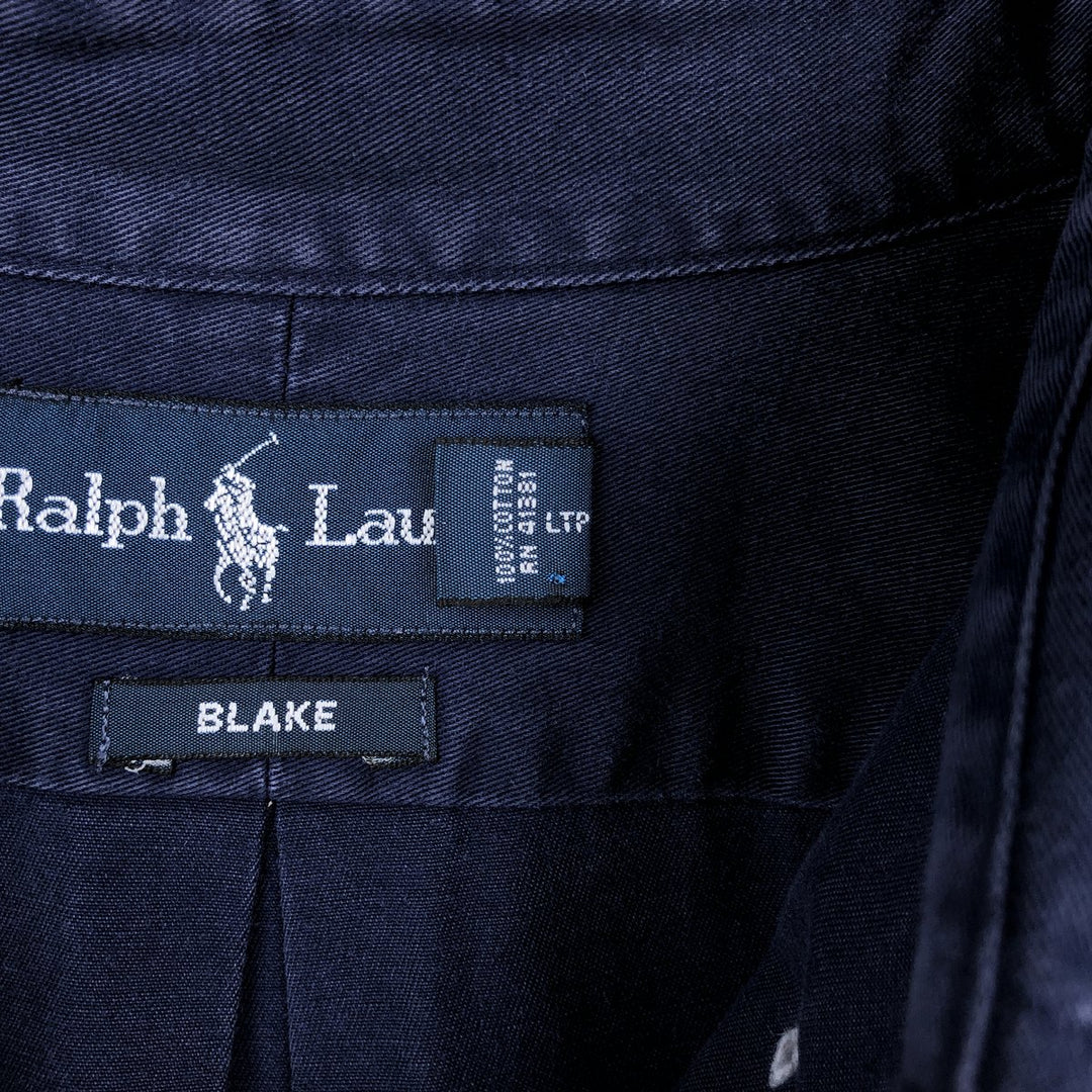 Ralph Lauren BLAKE long sleeve button down shirt, men's XL size cotton Navy blue Vintage Second Hand