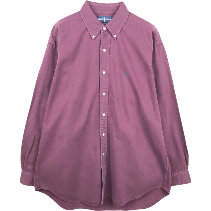 Ralph Lauren BLAKE long sleeve button down shirt, men's size L cotton wine-red Vintage Second Hand