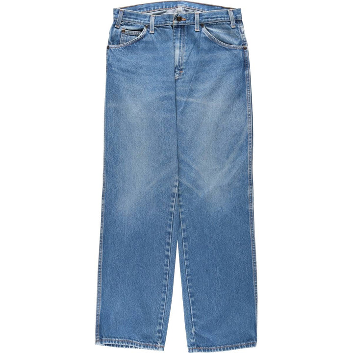 Dickies plain logo patch straight denim pants, unclear, size 34x32 (equivalent to men's W34), zipper fly, wide leg. unclear blue type Vintage Second Hand