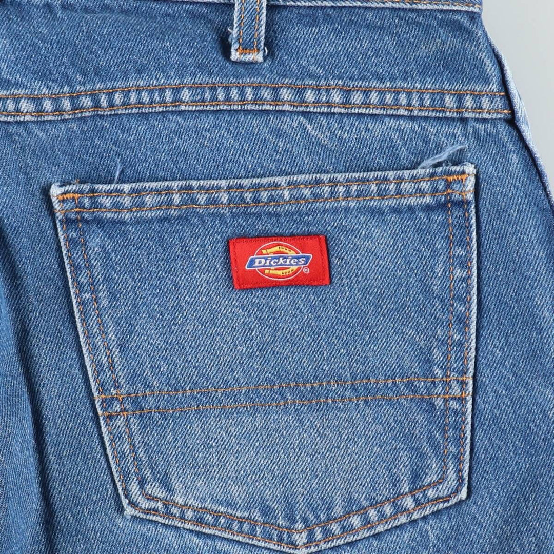 Dickies plain logo patch straight denim pants, unclear, size 34x32 (equivalent to men's W34), zipper fly, wide leg. unclear blue type Vintage Second Hand
