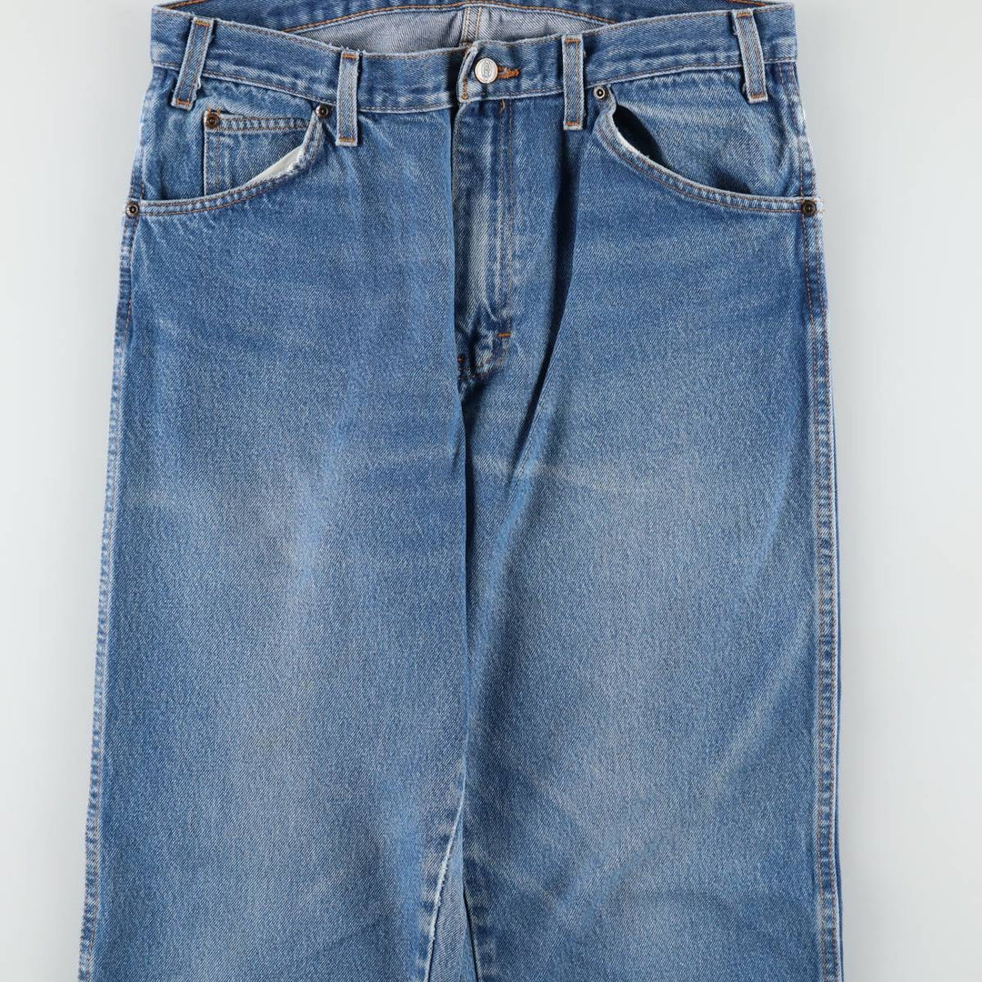 Dickies plain logo patch straight denim pants, unclear, size 34x32 (equivalent to men's W34), zipper fly, wide leg. unclear blue type Vintage Second Hand