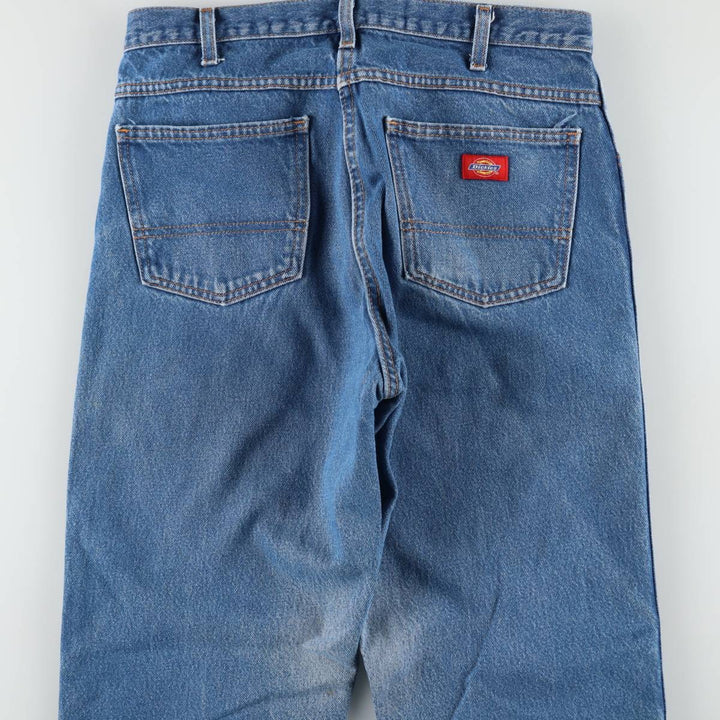 Dickies plain logo patch straight denim pants, unclear, size 34x32 (equivalent to men's W34), zipper fly, wide leg. unclear blue type Vintage Second Hand