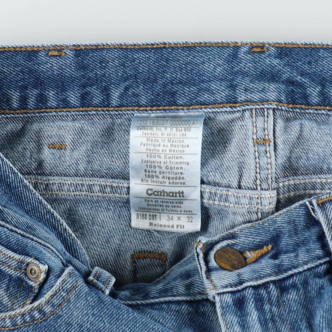 Carhartt Relaxed Fit Tapered Denim Pants for Men, W34 equivalent cotton blue type Vintage Second Hand