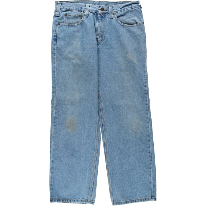 Carhartt Relaxed Fit Tapered Denim Pants for Men, W34 equivalent cotton blue type Vintage Second Hand