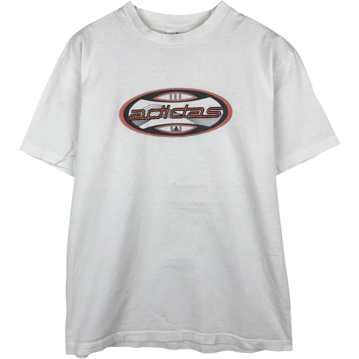 Adidas logo print T-shirt, made in Canada, men's size M cotton white type Vintage Second Hand