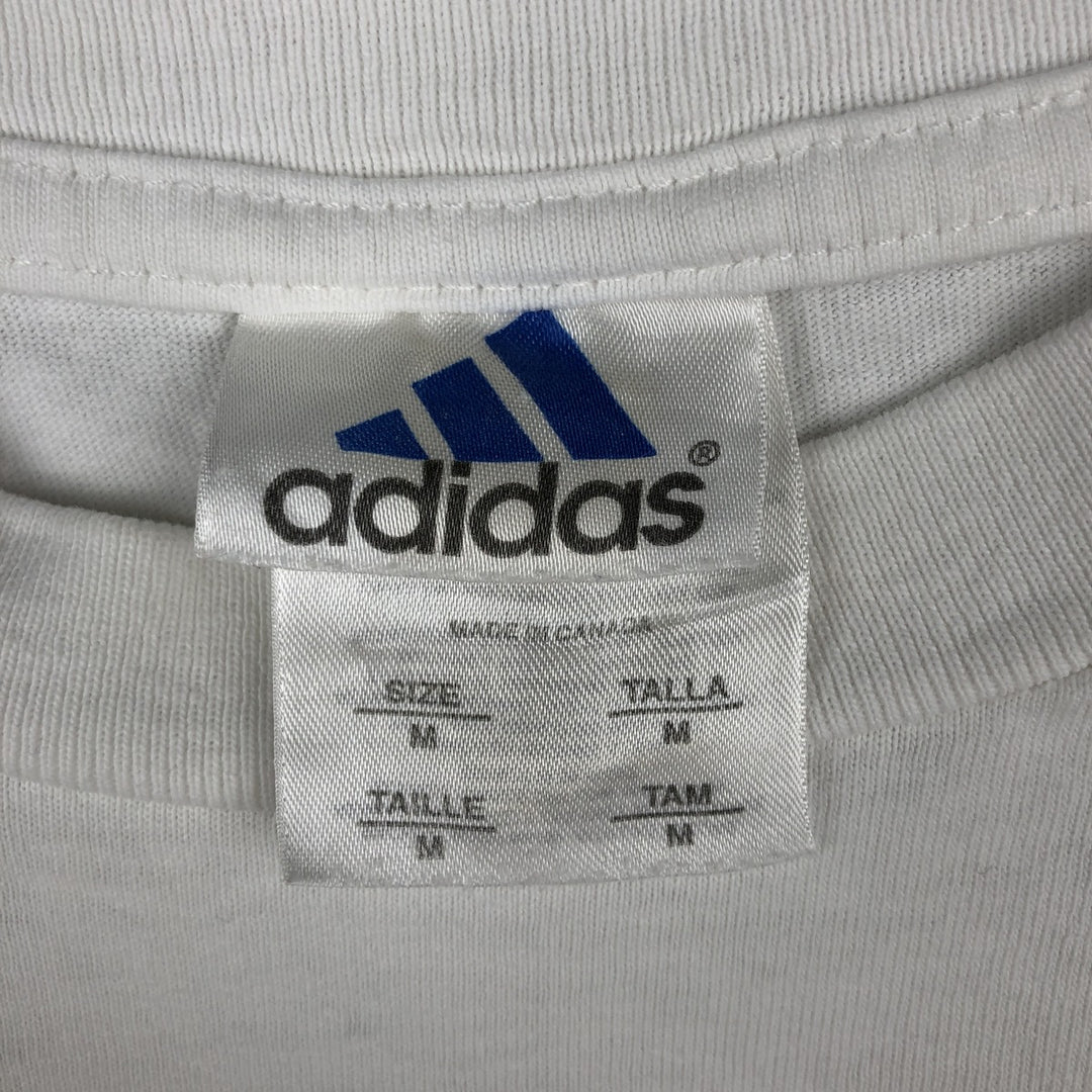 Adidas logo print T-shirt, made in Canada, men's size M cotton white type Vintage Second Hand