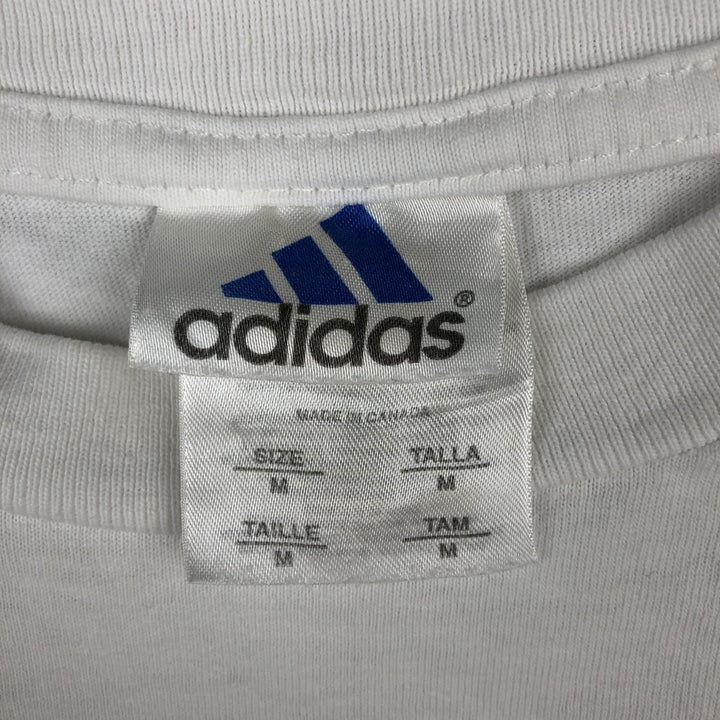 Adidas logo print T-shirt, made in Canada, men's size M cotton white type Vintage Second Hand