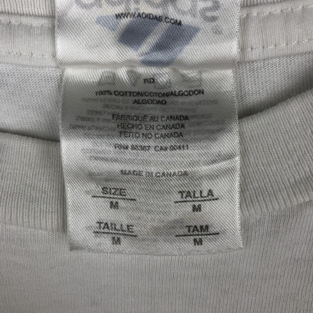 Adidas logo print T-shirt, made in Canada, men's size M cotton white type Vintage Second Hand