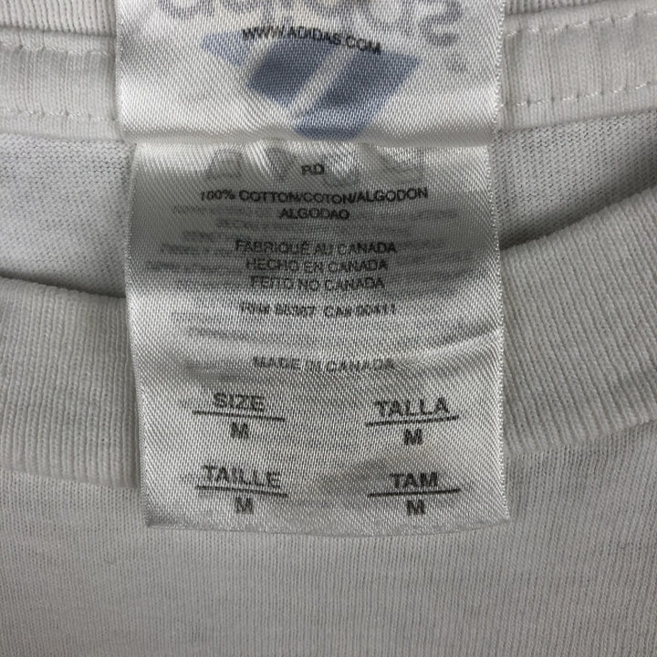 Adidas logo print T-shirt, made in Canada, men's size M cotton white type Vintage Second Hand