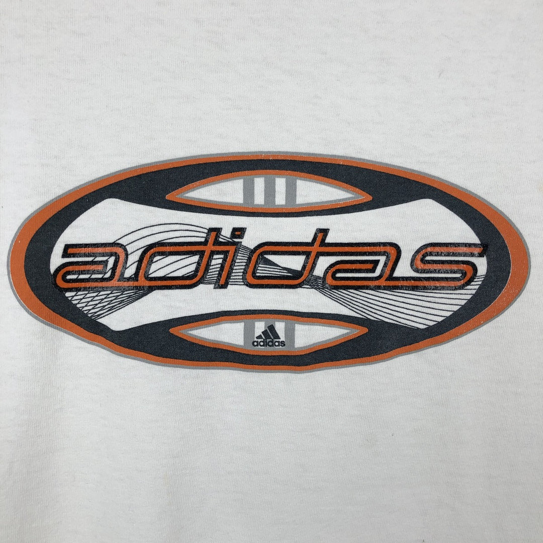 Adidas logo print T-shirt, made in Canada, men's size M cotton white type Vintage Second Hand