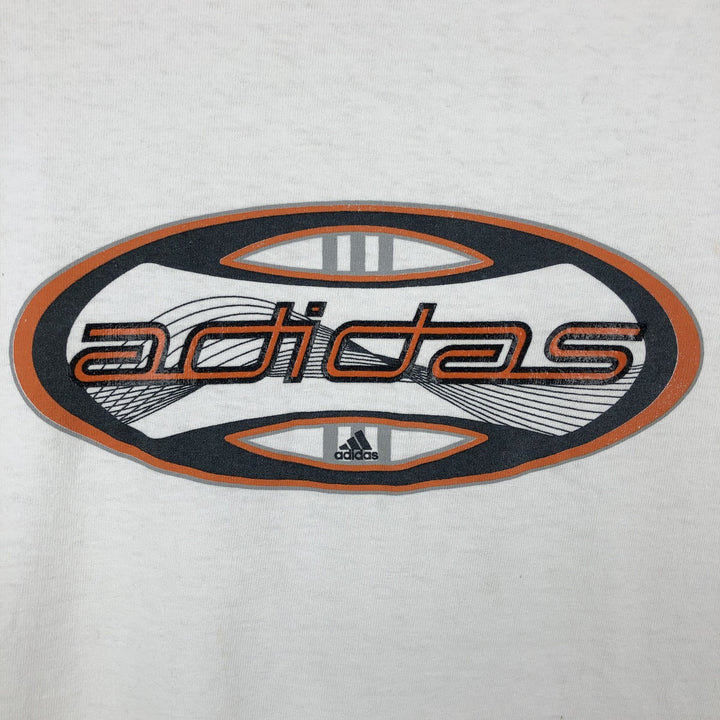 Adidas logo print T-shirt, made in Canada, men's size M cotton white type Vintage Second Hand