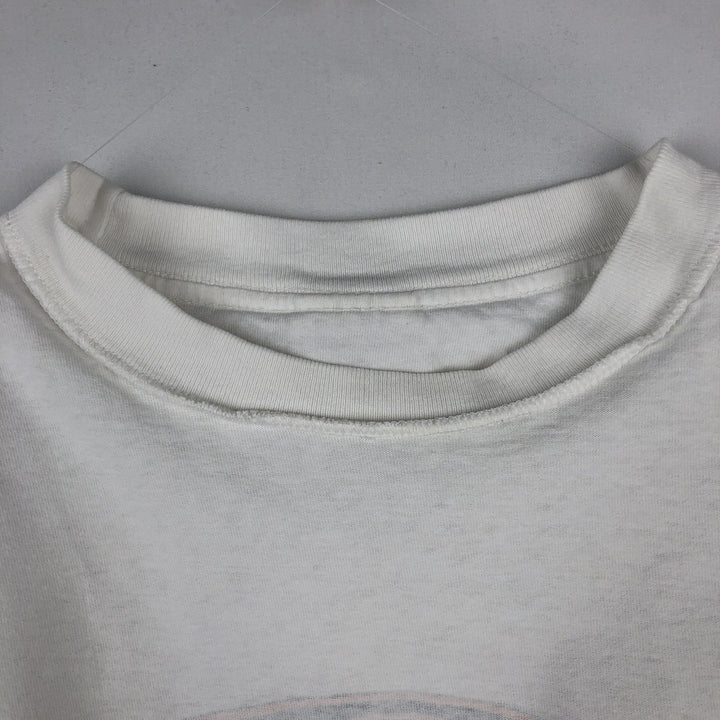 Adidas logo print T-shirt, made in Canada, men's size M cotton white type Vintage Second Hand