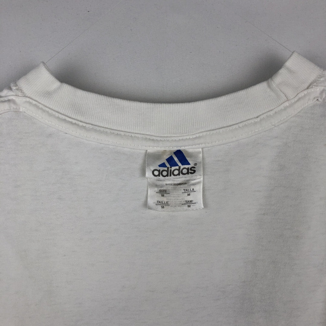 Adidas logo print T-shirt, made in Canada, men's size M cotton white type Vintage Second Hand
