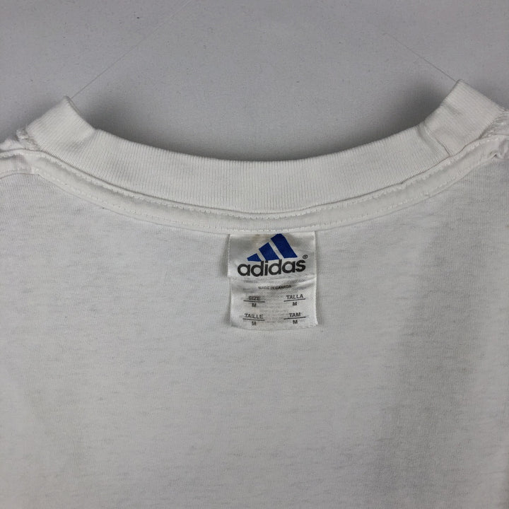 Adidas logo print T-shirt, made in Canada, men's size M cotton white type Vintage Second Hand