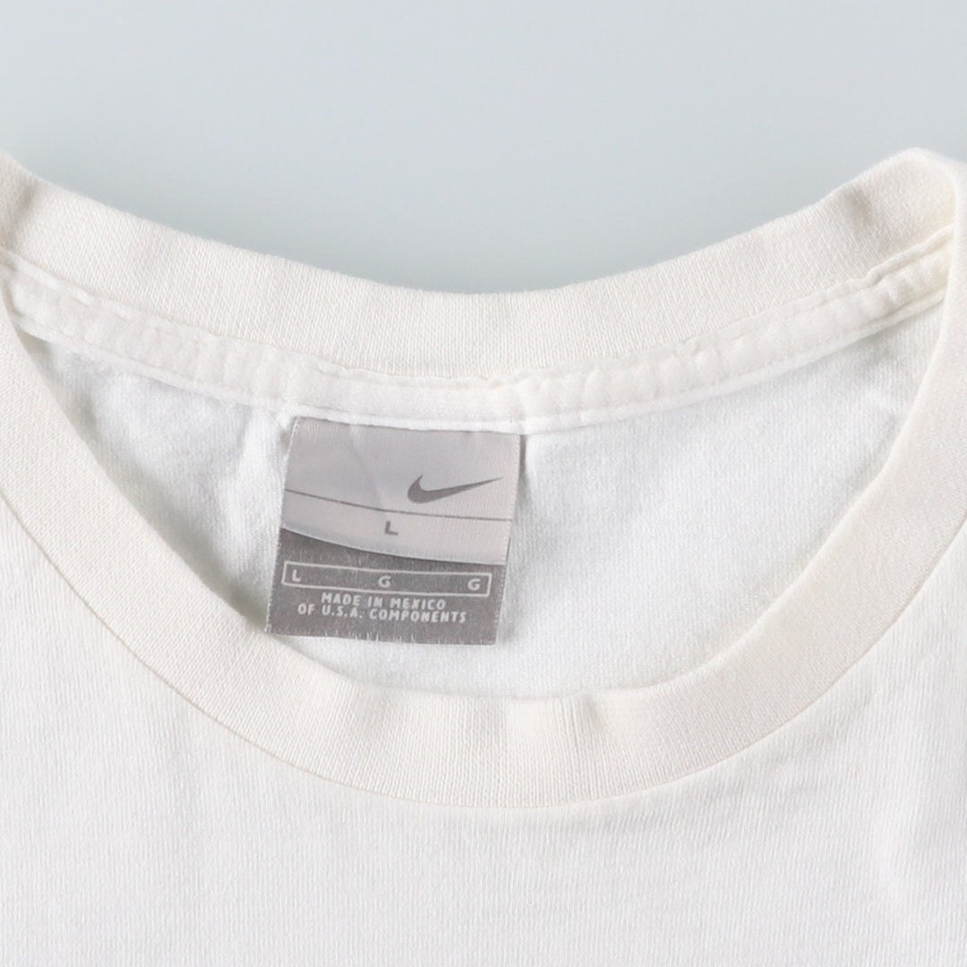 00'S Nike logo print T-shirt, men's size L cotton white type Vintage Second Hand