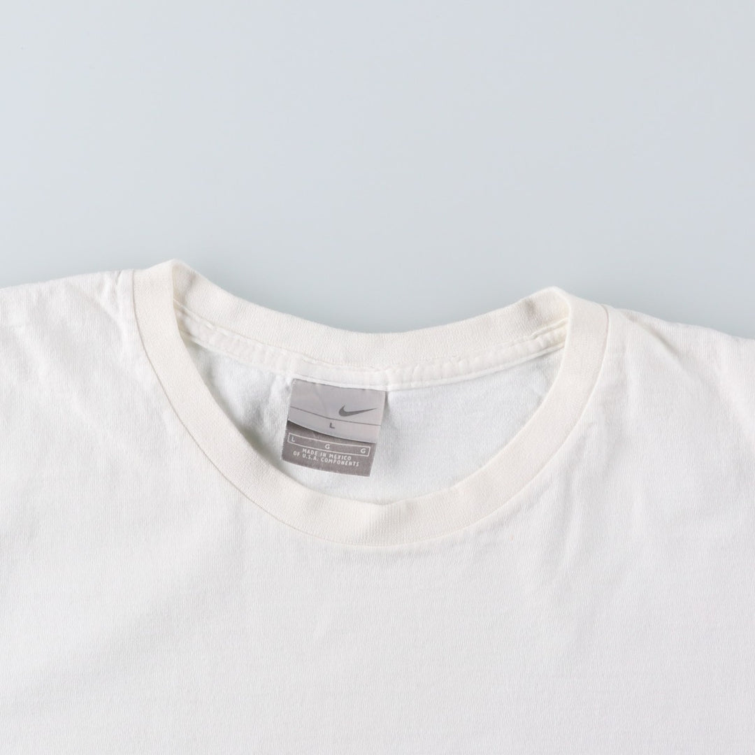 00'S Nike logo print T-shirt, men's size L cotton white type Vintage Second Hand