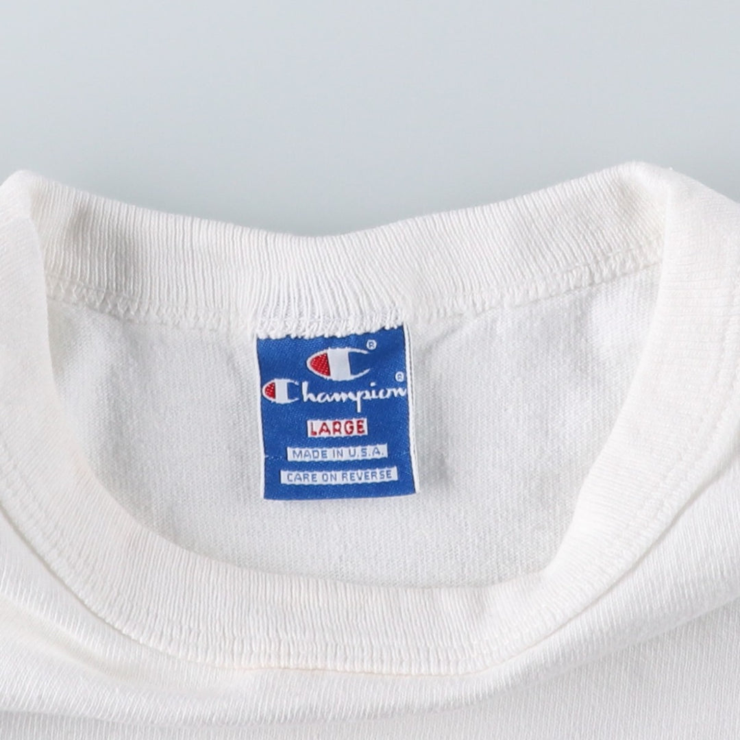 Champion One-Point Logo T-Shirt, Made in USA, Men's Size L cotton white type Vintage Second Hand