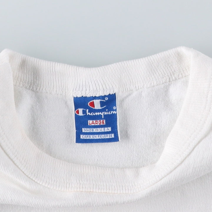 Champion One-Point Logo T-Shirt, Made in USA, Men's Size L cotton white type Vintage Second Hand