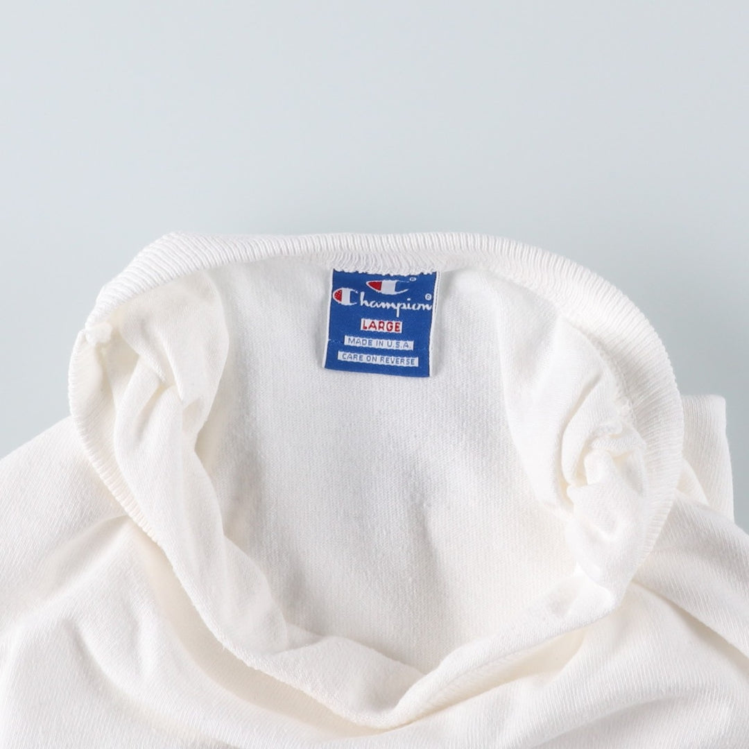 Champion One-Point Logo T-Shirt, Made in USA, Men's Size L cotton white type Vintage Second Hand