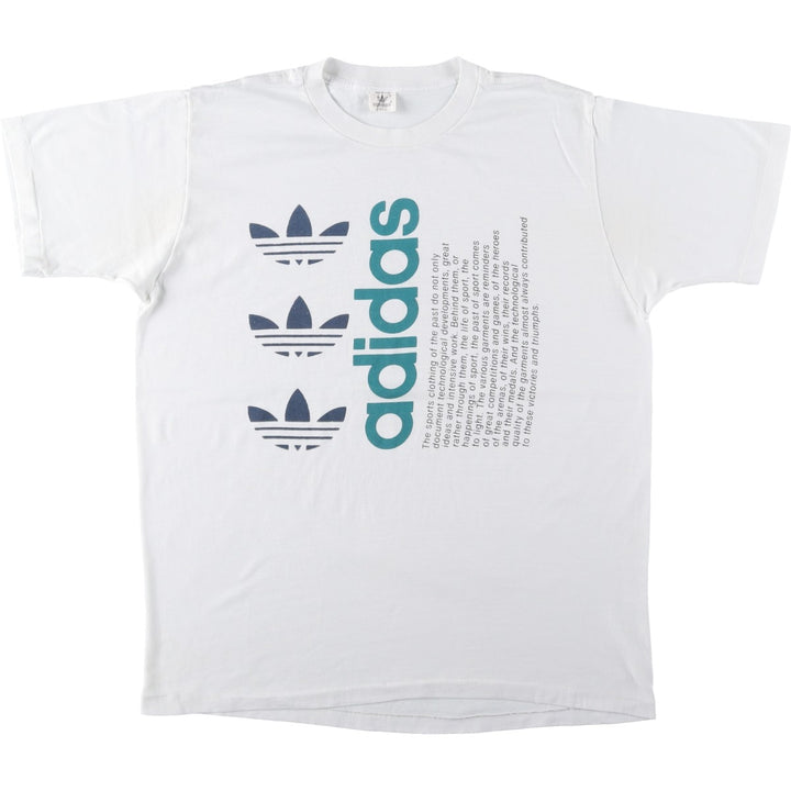 90'S Adidas Trefoil Logo Print T-Shirt, Made in USA, Men's XL (approx.), Vintage polyester white type Vintage Second Hand