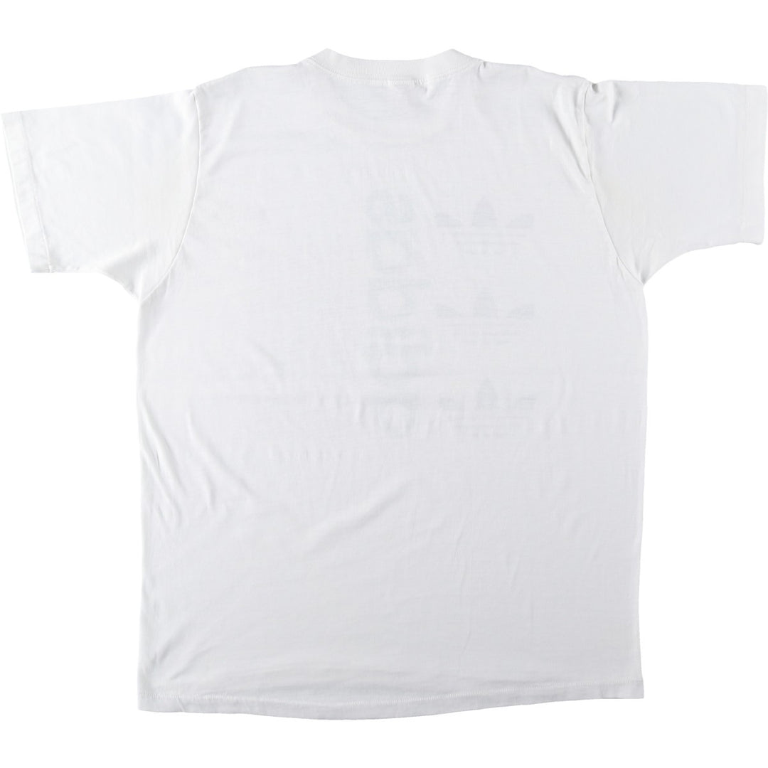 90'S Adidas Trefoil Logo Print T-Shirt, Made in USA, Men's XL (approx.), Vintage polyester white type Vintage Second Hand