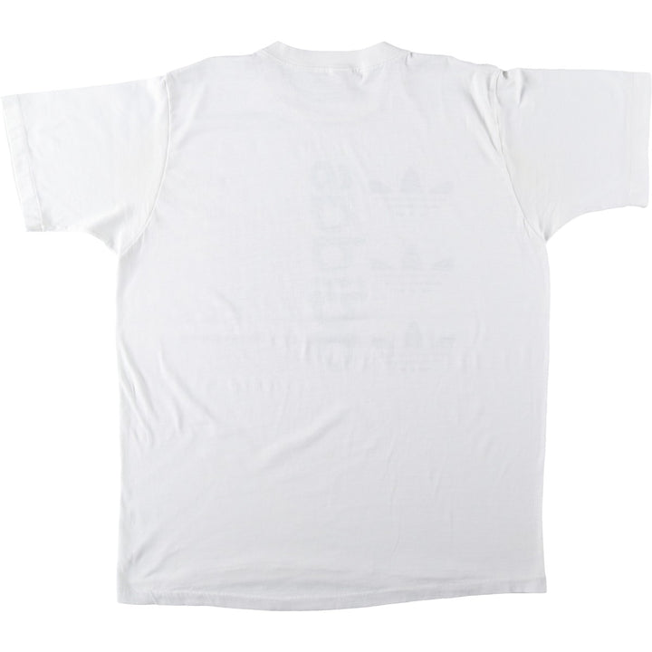 90'S Adidas Trefoil Logo Print T-Shirt, Made in USA, Men's XL (approx.), Vintage polyester white type Vintage Second Hand