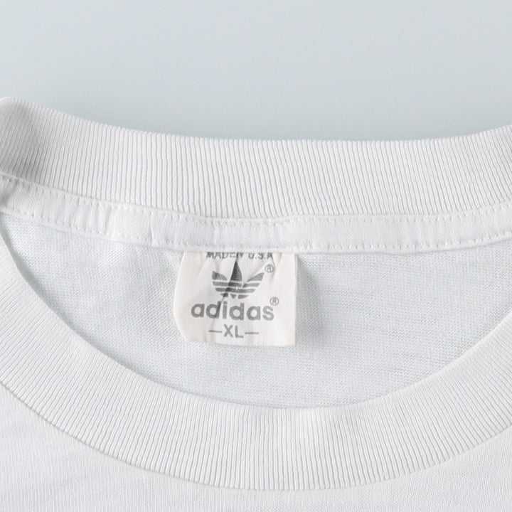 90'S Adidas Trefoil Logo Print T-Shirt, Made in USA, Men's XL (approx.), Vintage polyester white type Vintage Second Hand