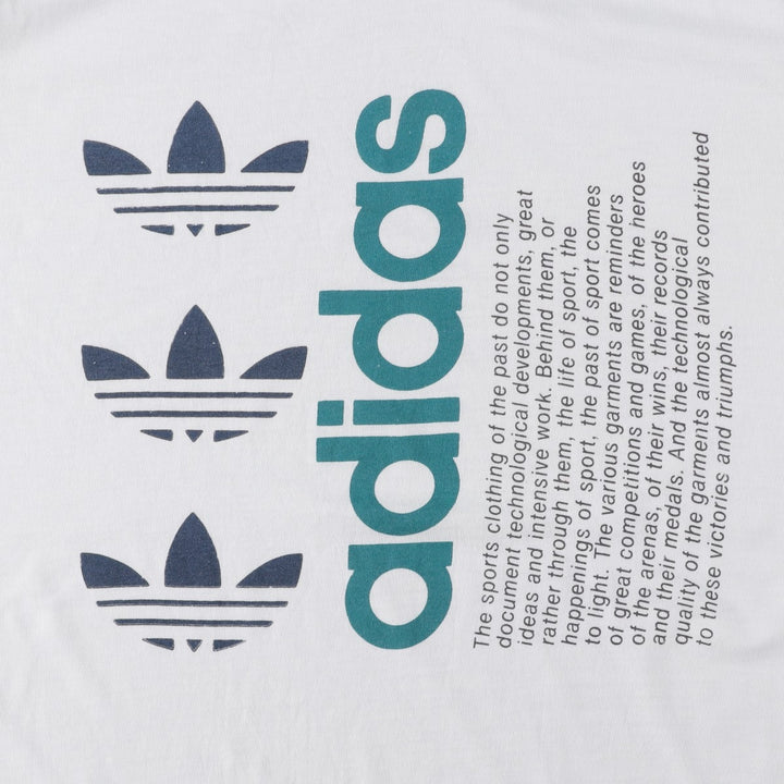 90'S Adidas Trefoil Logo Print T-Shirt, Made in USA, Men's XL (approx.), Vintage polyester white type Vintage Second Hand