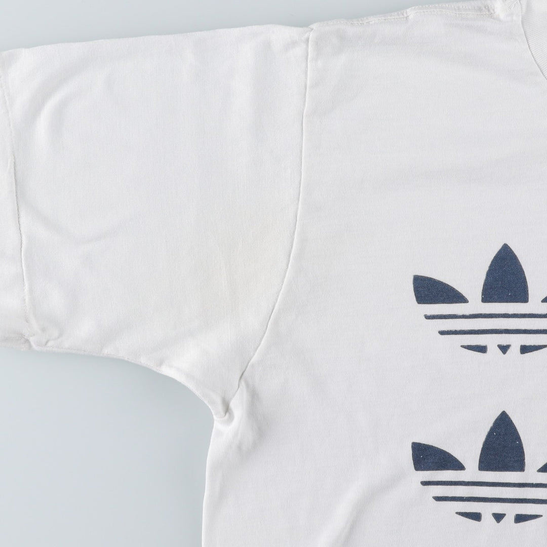 90'S Adidas Trefoil Logo Print T-Shirt, Made in USA, Men's XL (approx.), Vintage polyester white type Vintage Second Hand