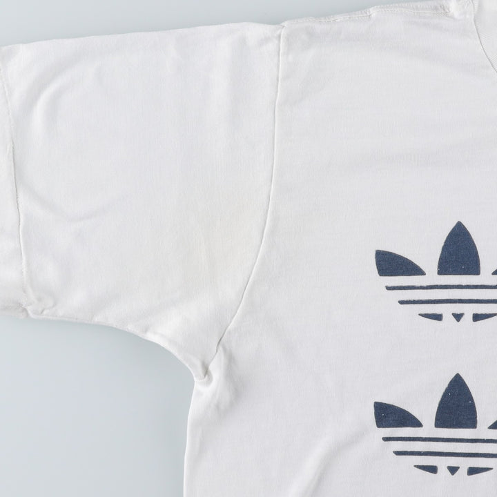 90'S Adidas Trefoil Logo Print T-Shirt, Made in USA, Men's XL (approx.), Vintage polyester white type Vintage Second Hand