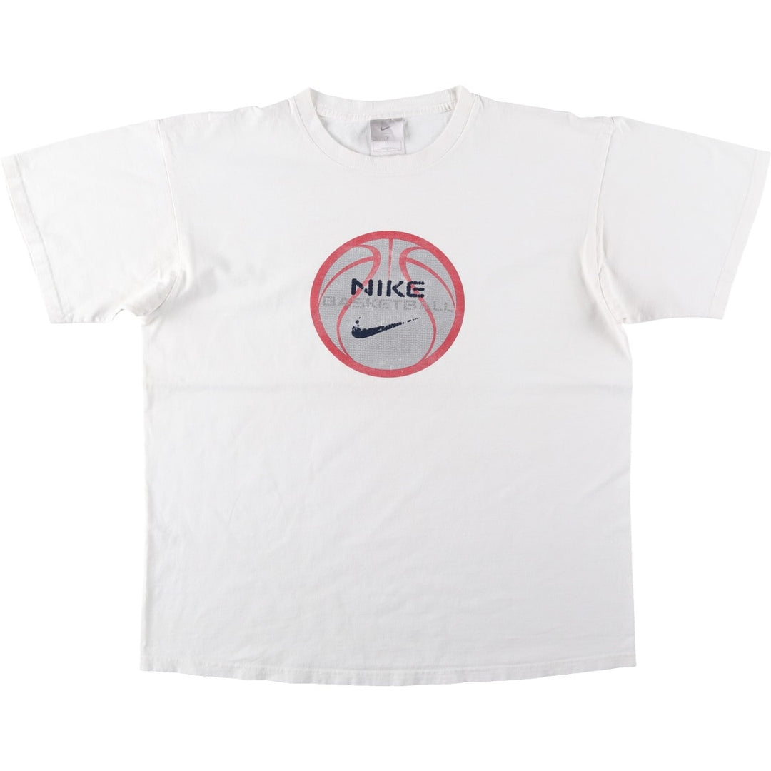90s-00'S Nike Logo Print T-Shirt, Made in USA, Men's Size L (approx.), Vintage cotton white type Vintage Second Hand