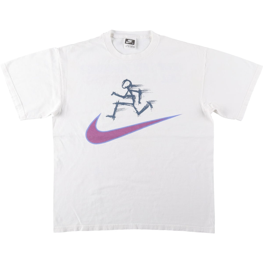 90'S Nike Logo Print T-Shirt, Made in USA, Men's Size M (approx.), Vintage cotton white type Vintage Second Hand