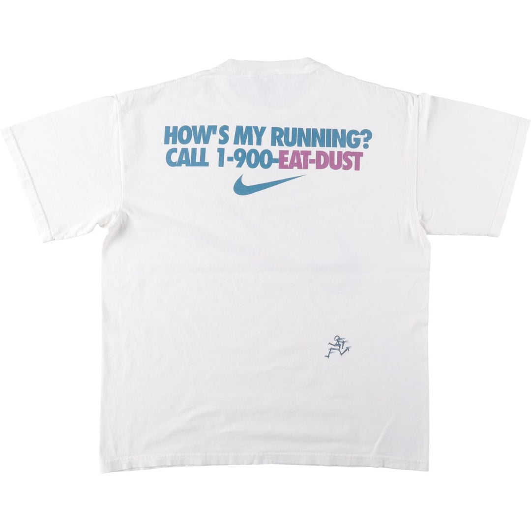 90'S Nike Logo Print T-Shirt, Made in USA, Men's Size M (approx.), Vintage cotton white type Vintage Second Hand