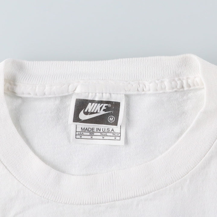 90'S Nike Logo Print T-Shirt, Made in USA, Men's Size M (approx.), Vintage cotton white type Vintage Second Hand