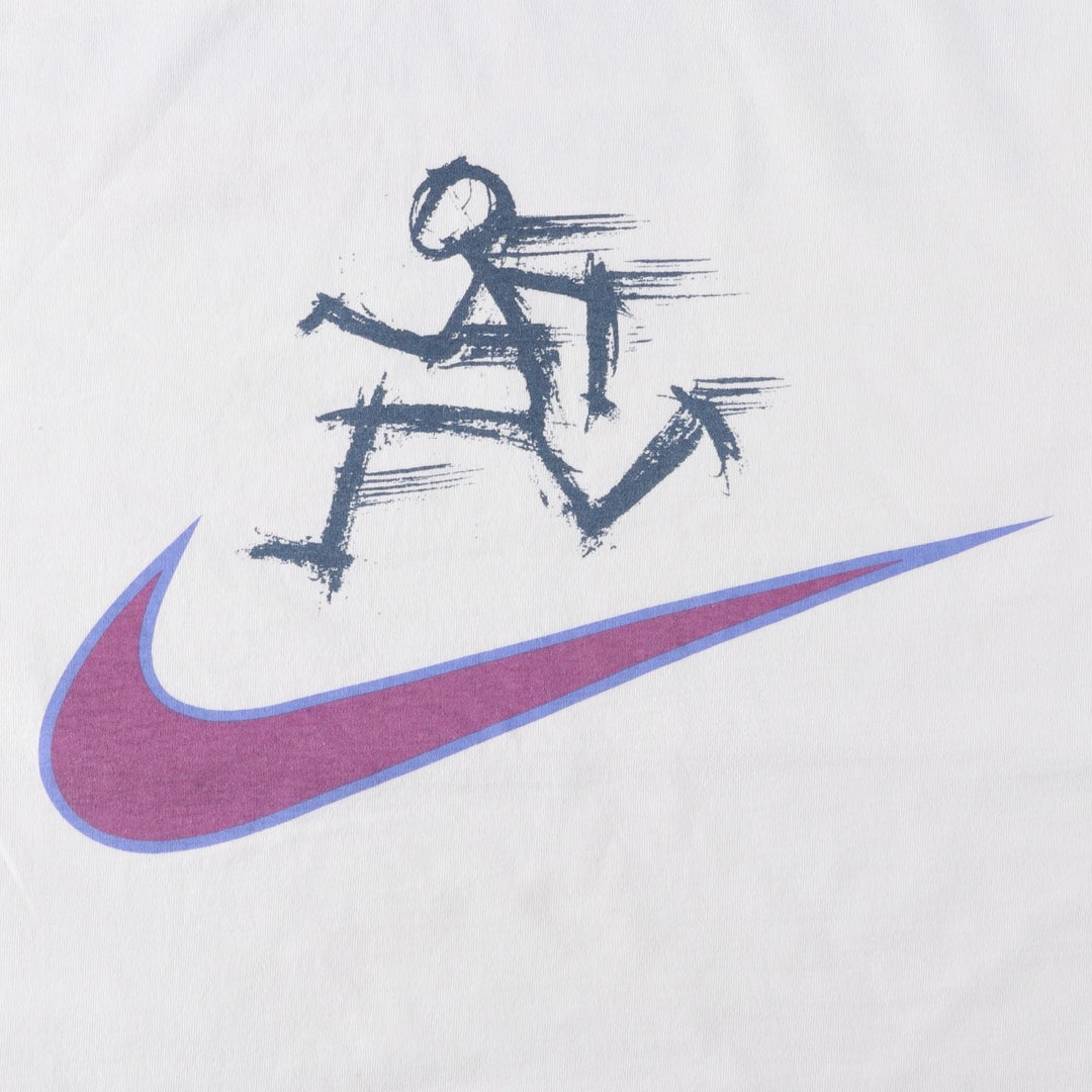 90'S Nike Logo Print T-Shirt, Made in USA, Men's Size M (approx.), Vintage cotton white type Vintage Second Hand