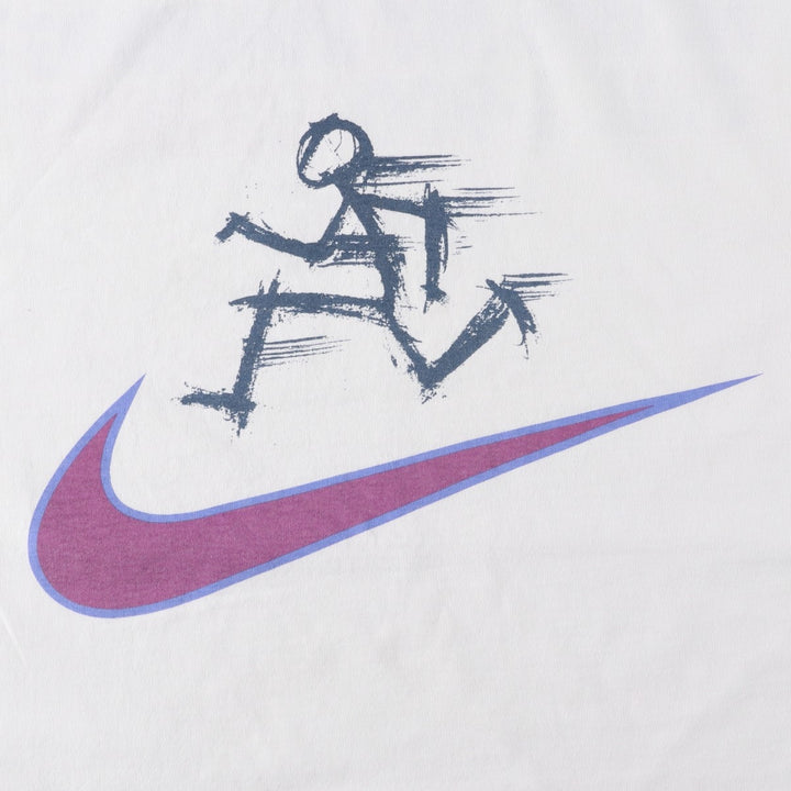 90'S Nike Logo Print T-Shirt, Made in USA, Men's Size M (approx.), Vintage cotton white type Vintage Second Hand