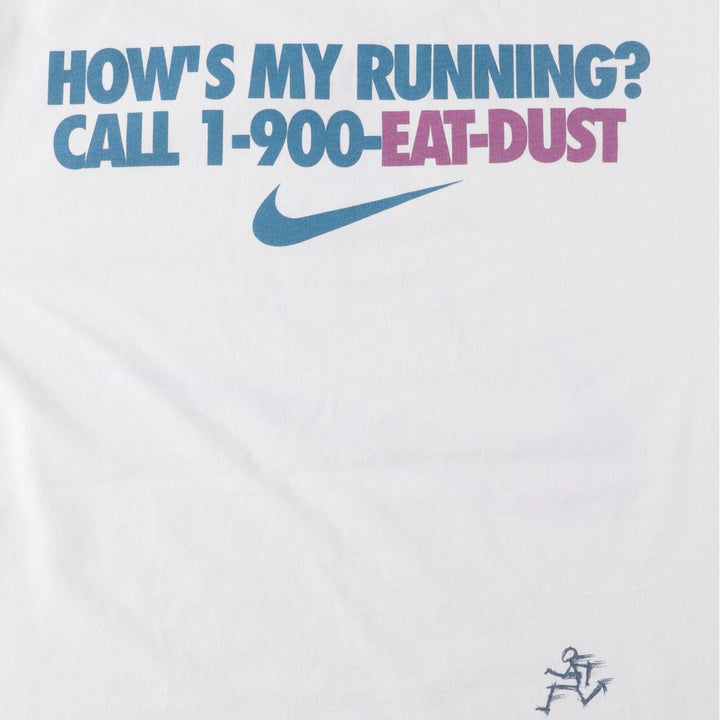 90'S Nike Logo Print T-Shirt, Made in USA, Men's Size M (approx.), Vintage cotton white type Vintage Second Hand