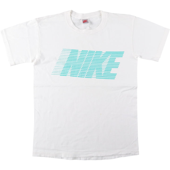 90'S Nike Silver Tag Logo Print T-Shirt, Made in USA, Men's Size M (approx.), Vintage cotton white type Vintage Second Hand