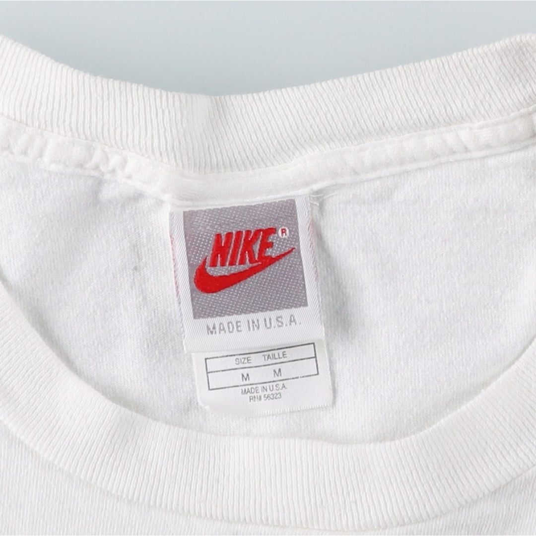 90'S Nike Silver Tag Logo Print T-Shirt, Made in USA, Men's Size M (approx.), Vintage cotton white type Vintage Second Hand