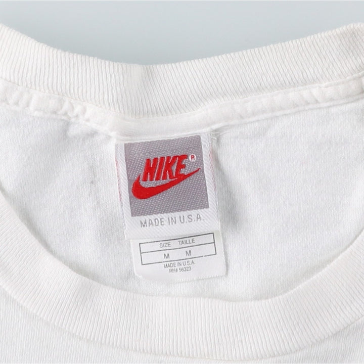 90'S Nike Silver Tag Logo Print T-Shirt, Made in USA, Men's Size M (approx.), Vintage cotton white type Vintage Second Hand