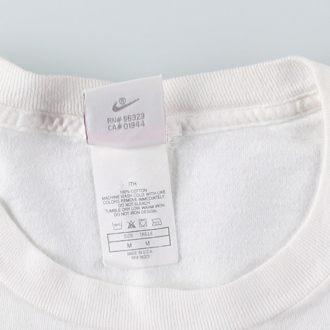 90'S Nike Silver Tag Logo Print T-Shirt, Made in USA, Men's Size M (approx.), Vintage cotton white type Vintage Second Hand