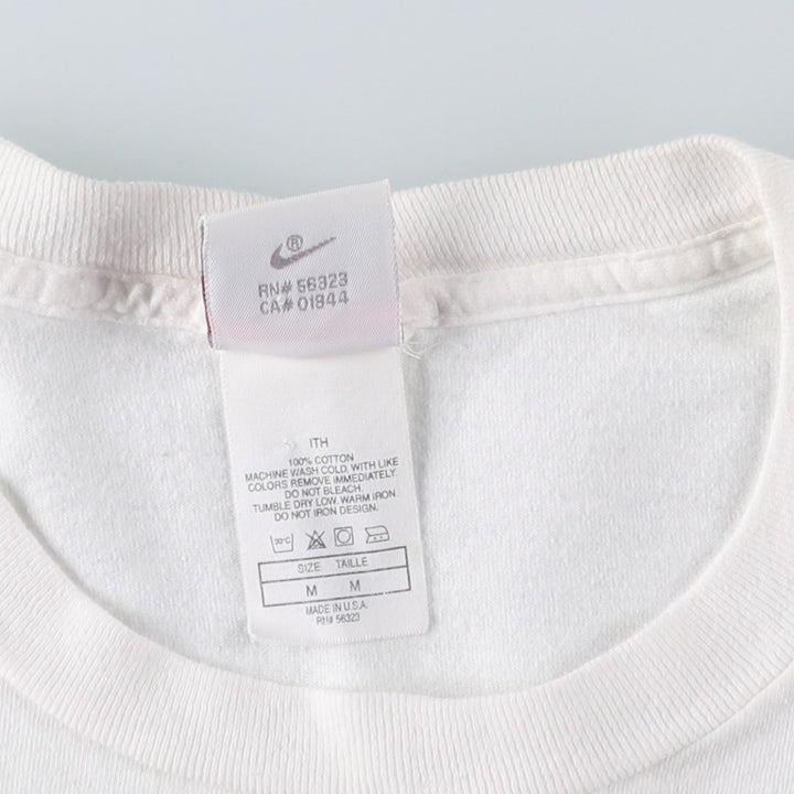 90'S Nike Silver Tag Logo Print T-Shirt, Made in USA, Men's Size M (approx.), Vintage cotton white type Vintage Second Hand