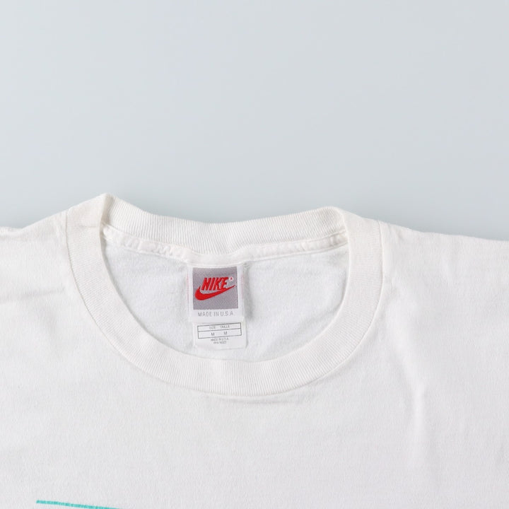 90'S Nike Silver Tag Logo Print T-Shirt, Made in USA, Men's Size M (approx.), Vintage cotton white type Vintage Second Hand